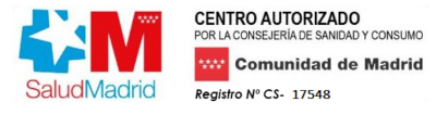Certificado Consejería de Sanidad de la Comunidad de Madrid