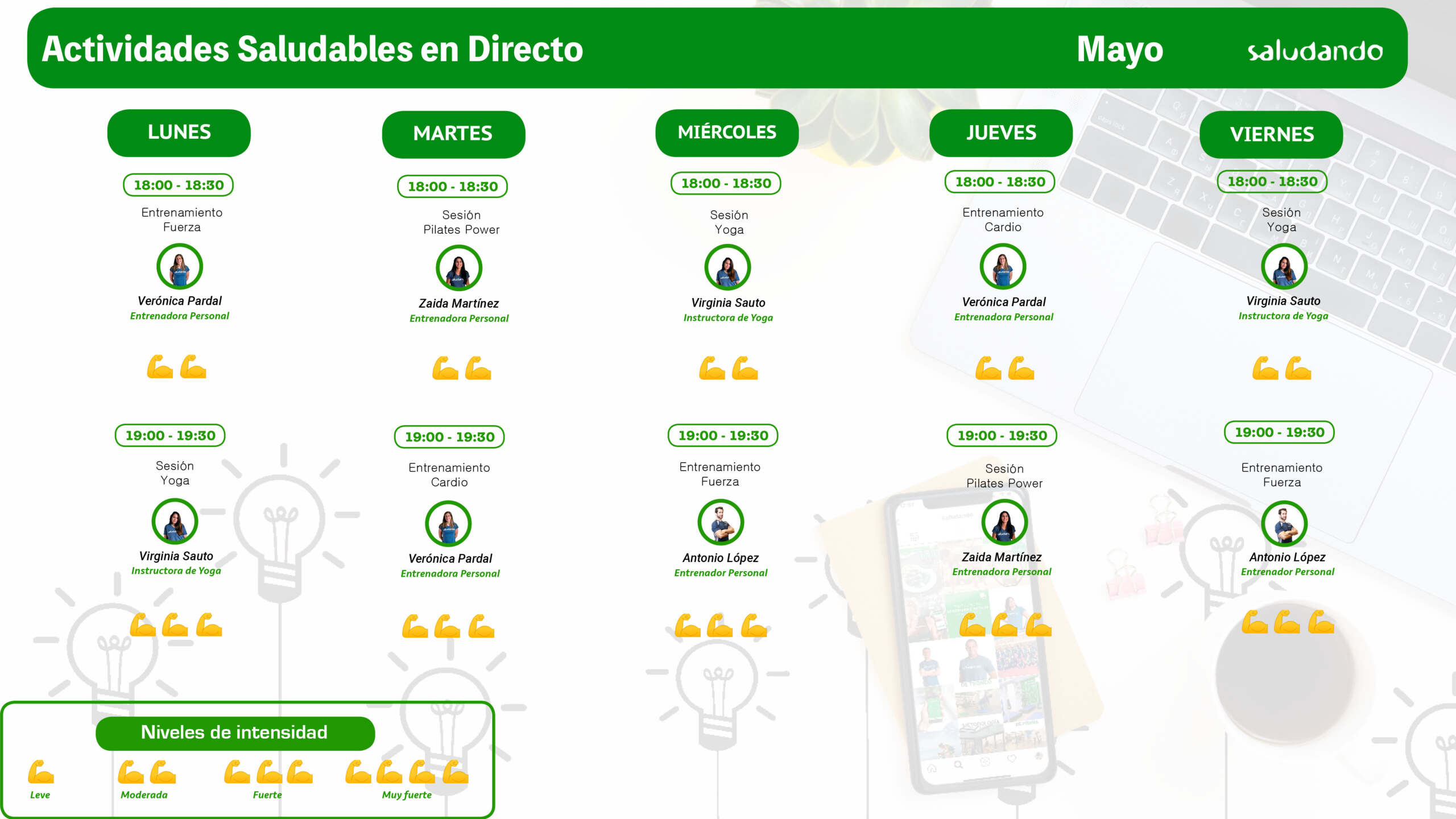 Calendario sin enlaces Mayo Talleres y actividades Saludando